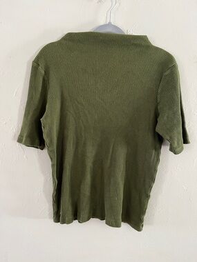 Uniqlo Green Ribbed Short Sleeve Tee Size XL Cotton